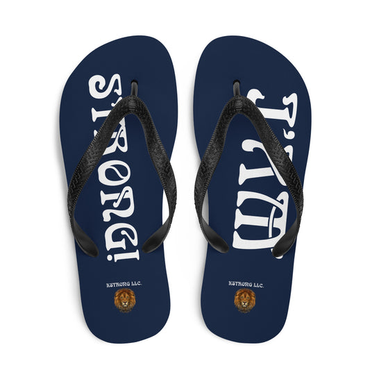 “I’AM STRONG!” Navy Unisex Flip-Flops W/White Font