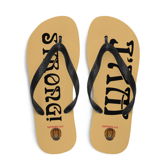 “I’AM STRONG!” Fawn Unisex Flip-Flops W/Black Font