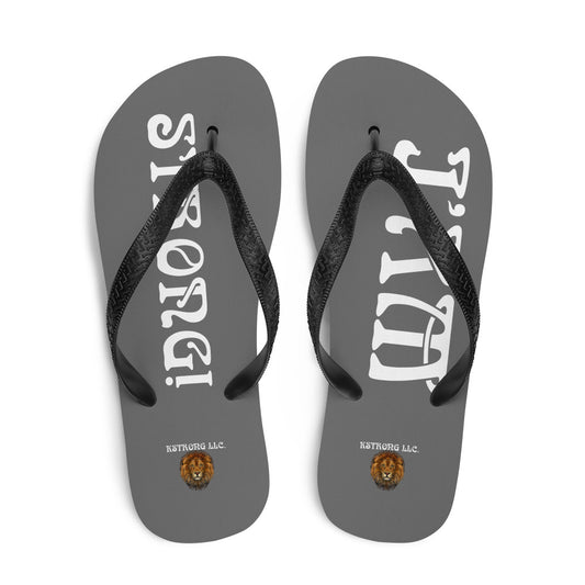 “I’AM STRONG!” Grey Unisex Flip-Flops W/White Font
