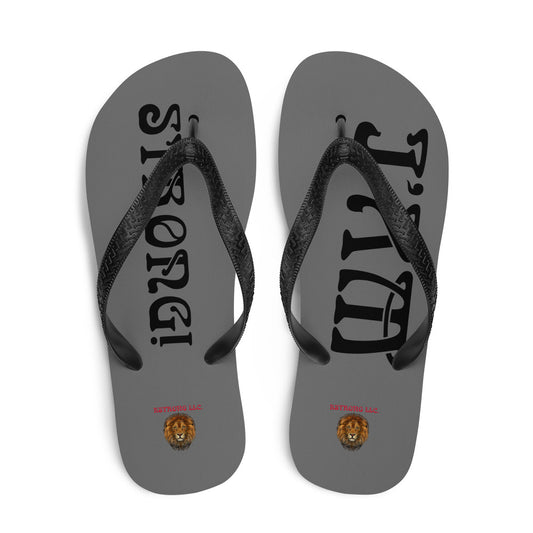 “I’AM STRONG!” Grey Unisex Flip-Flops W/Black Font