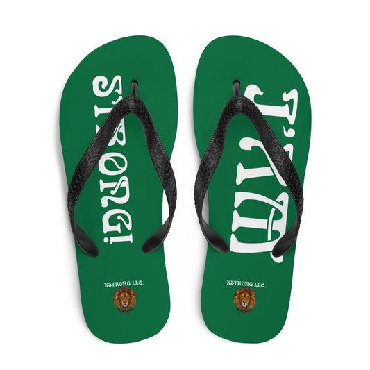 “I’AM STRONG!” Green Unisex Flip-Flops W/White Font