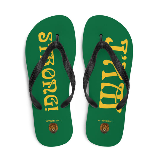“I’AM STRONG!” Green Unisex Flip-Flops W/Yellow Font