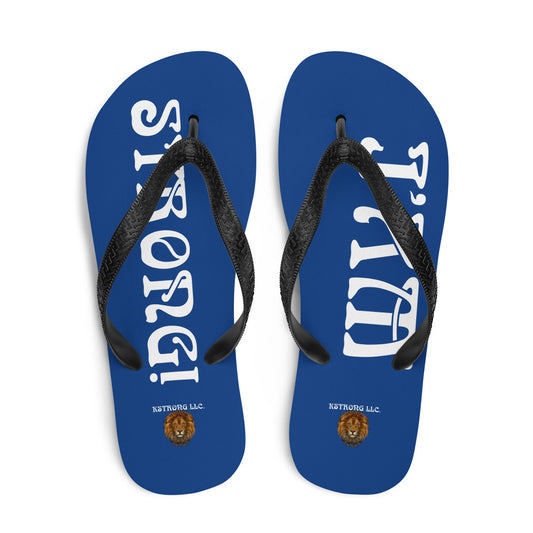“I’AM STRONG!” Blue Unisex Flip-Flops W/White Font