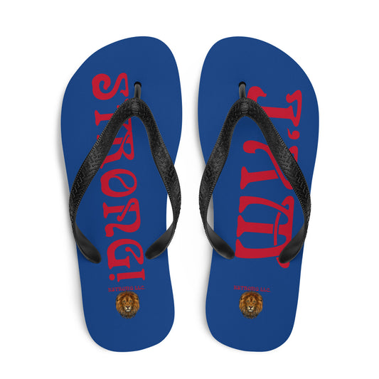 “I’AM STRONG!” Blue Unisex Flip-Flops W/Red Font