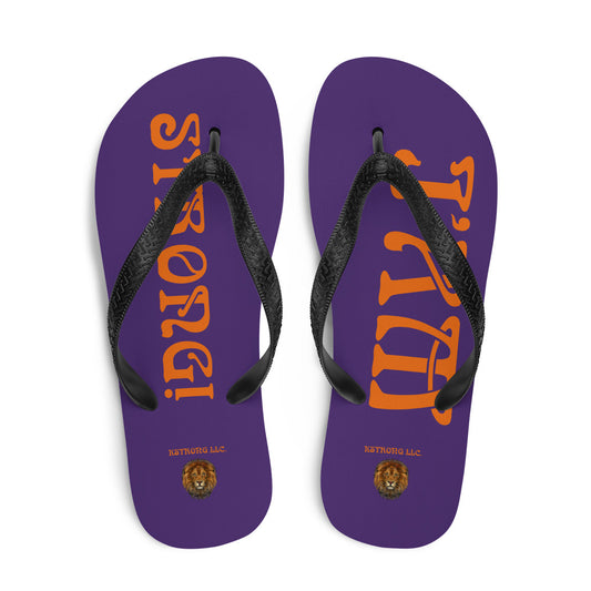 “I’AM STRONG!” Purple Unisex Flip-Flops W/Orange Font
