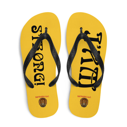 “I’AM STRONG!” Yellow Unisex Flip-Flops W/Black Font