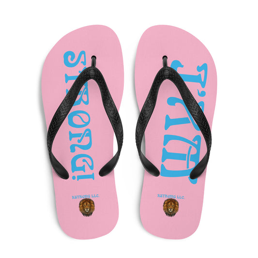 “I’AM STRONG!”Cotton Candy Unisex Flip-Flops W/SkyBlue Font
