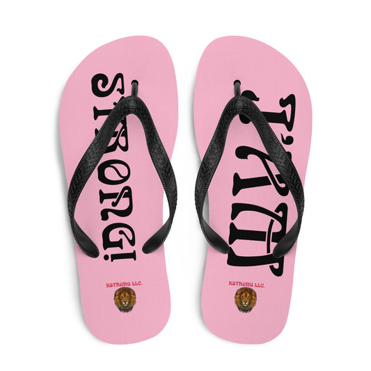 “I’AM STRONG!” Cotton Candy Unisex Flip-Flops W/Black Font