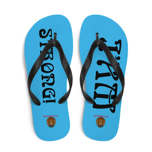 “I’AM STRONG!” SkyBlue Unisex Flip-Flops W/Black Font