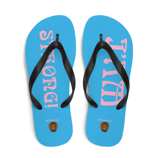 “I’AM STRONG!” SkyBlue Unisex Flip-Flops W/Cotton Candy Font