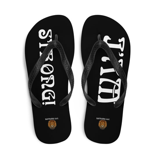 “I’AM STRONG!” Black Unisex Flip-Flops W/White Font