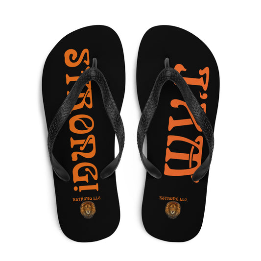 “I’AM STRONG!” Black Unisex Flip-Flops W/Orange Font