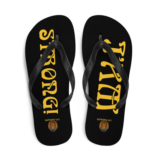 “I’AM STRONG!” Black Unisex Flip-Flops W/Yellow Font