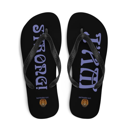 “I’AM STRONG!” Black Unisex Flip-Flops W/Purple Font