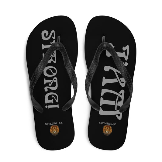 “I’AM STRONG!” Black Unisex Flip-Flops W/Grey Font