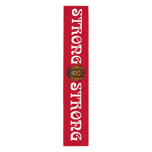 “STRONG”Red Table Runner W/White Font