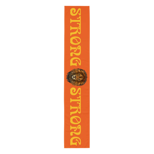 “STRONG”Orange Table Runner W/Yellow Font