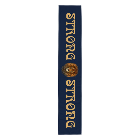 “STRONG”NavyTable Runner W/Fawn Font
