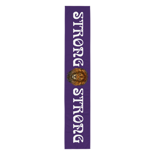 “STRONG”Purple Table Runner W/White Font