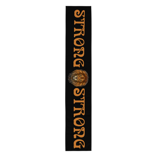 “STRONG”Black Table Runner W/Bronze Font