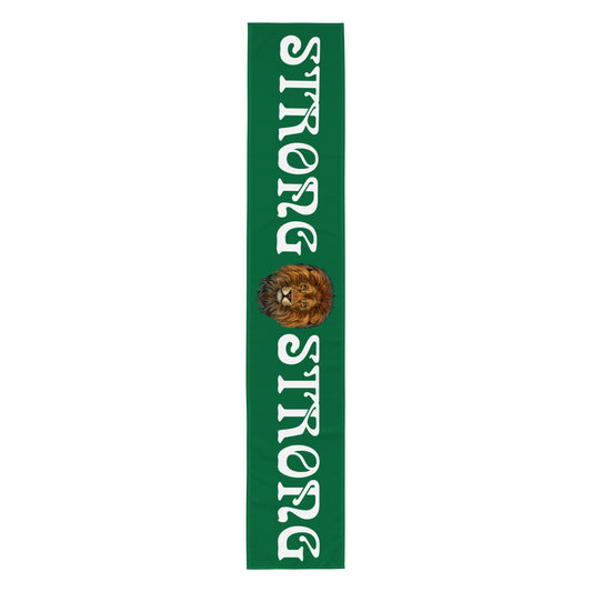 “STRONG”Green Table Runner W/White Font