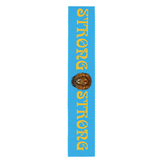 “STRONG”SkyBlueTable Runner W/Yellow Font