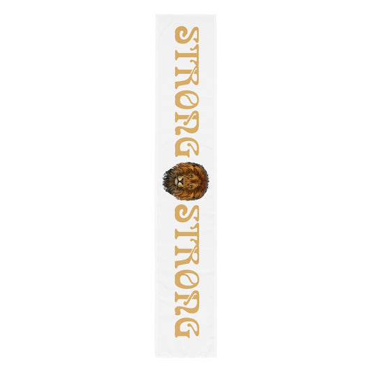 “STRONG”White Table Runner W/Fawn Font