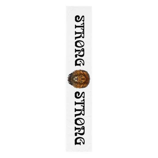 “STRONG”White Table Runner W/Black Font