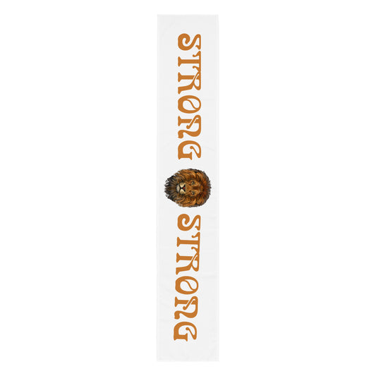 “STRONG”White Table Runner W/Bronze Font