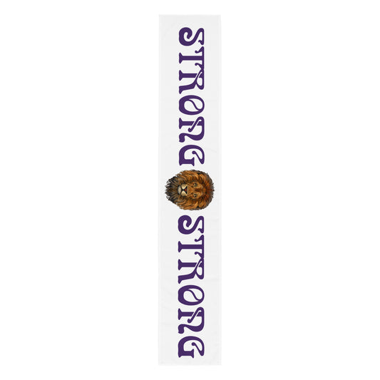 “STRONG”White Table Runner W/Purple Font