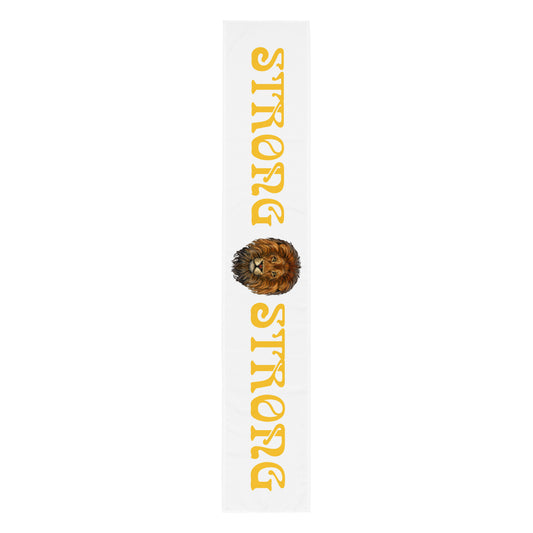“STRONG”White Table Runner W/Yellow Font