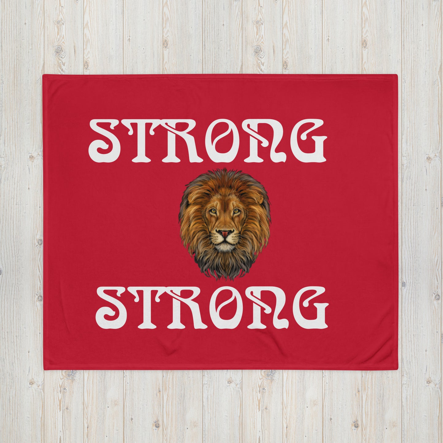 "STRONG"Red Throw Blanket W/White Font