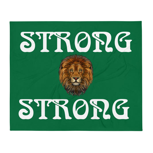 "STRONG"Green Throw Blanket W/White Font