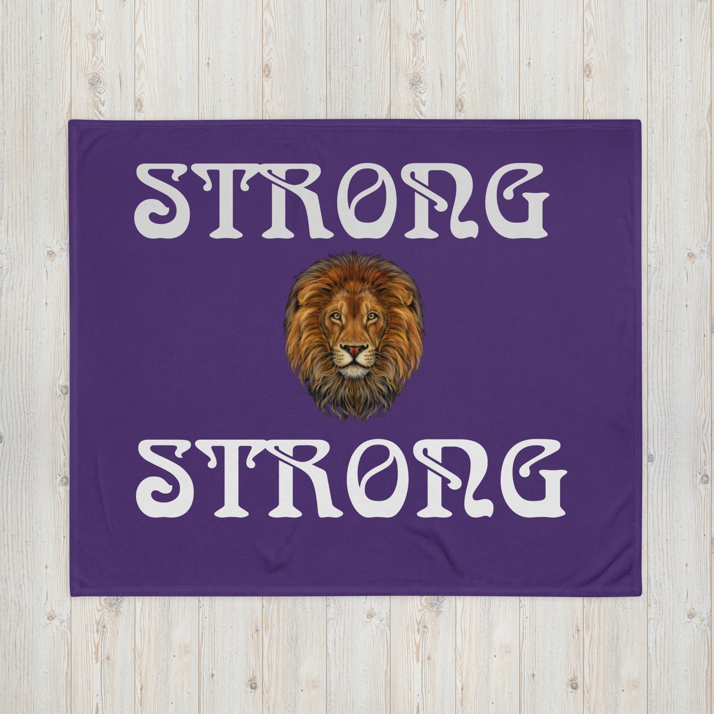 "STRONG"Purple Throw Blanket W/White Font