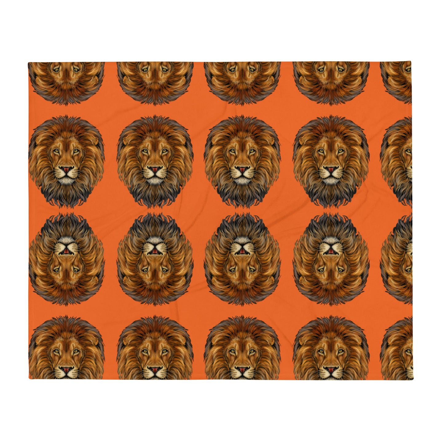 "LION"Orange Pattern Throw Blanket