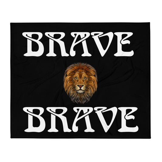 “BRAVE”Black Throw Blanket W/White Font