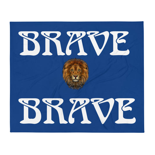 “BRAVE”Navy BlueThrow Blanket W/White Font