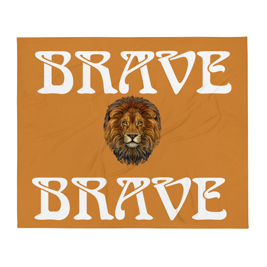 “BRAVE”Bronze Throw Blanket W/White Font