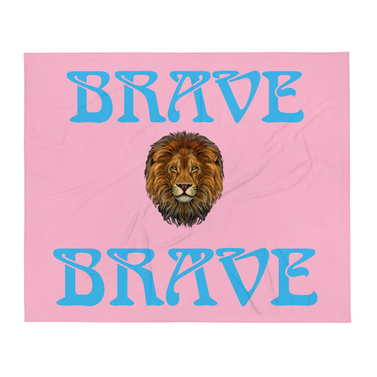 “BRAVE”Cotton Candy Throw Blanket W/SkyBlue Font