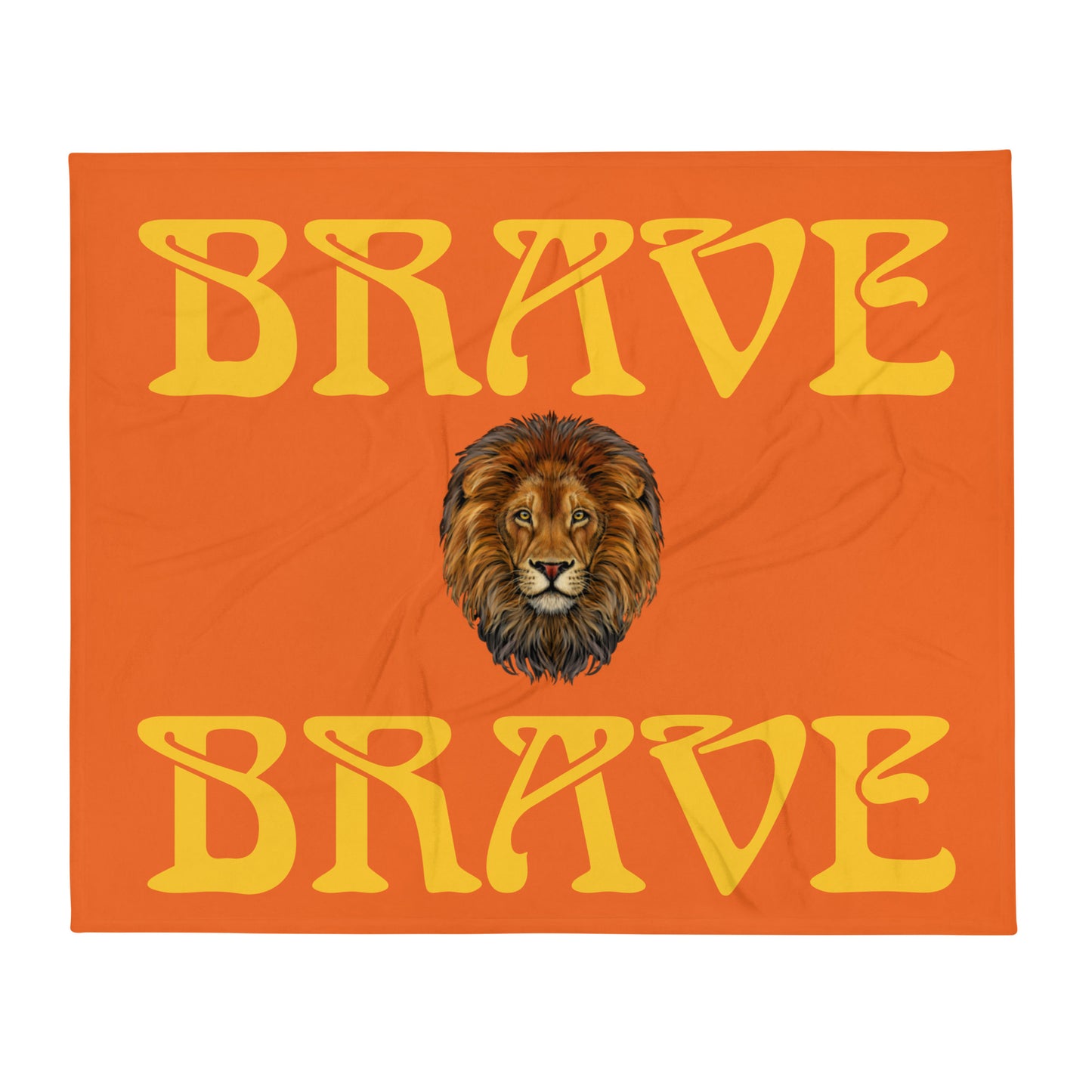 “BRAVE”Orange Throw Blanket W/Yellow Font