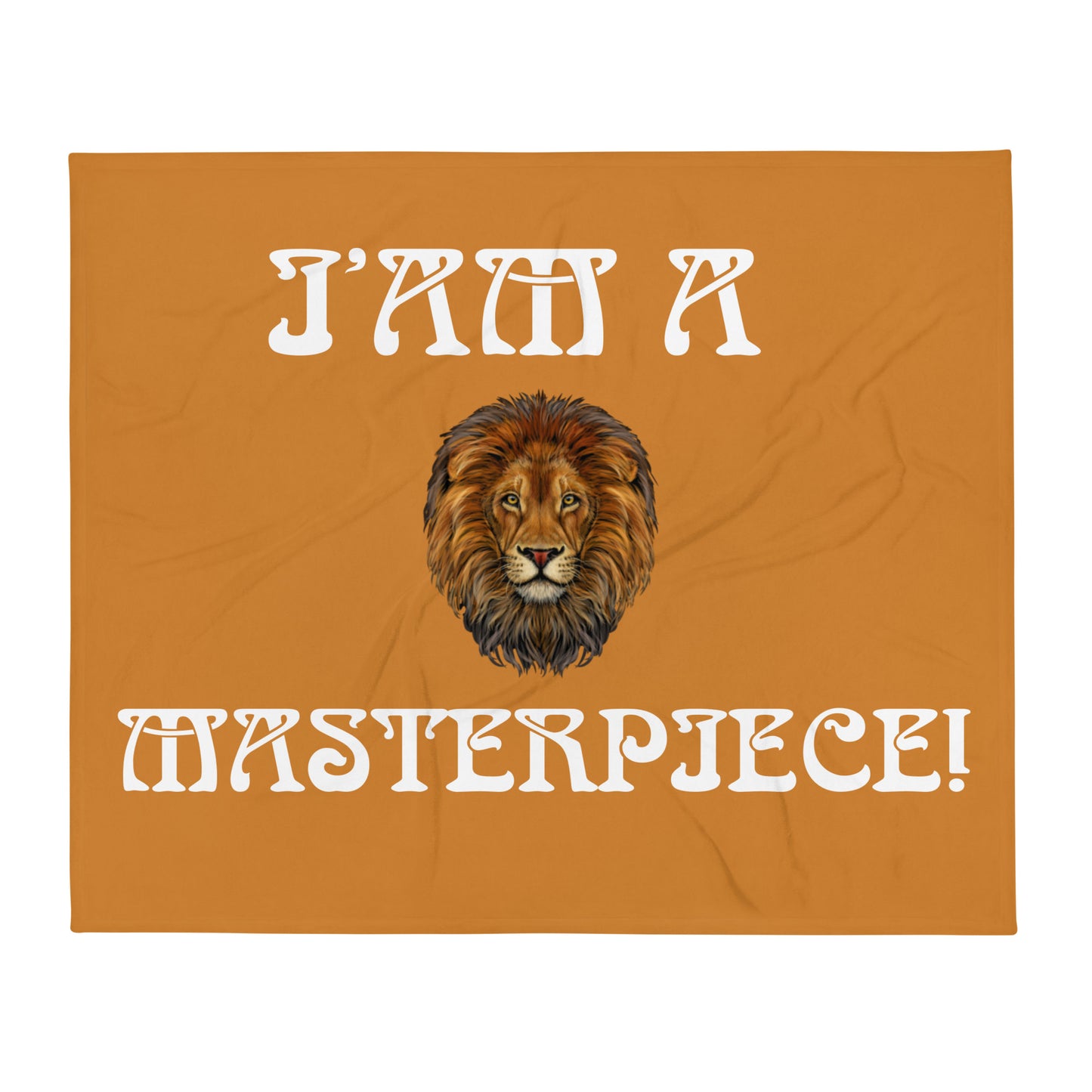 “I’AM A MASTERPIECE!”Bronze Throw Blanket W/White Font