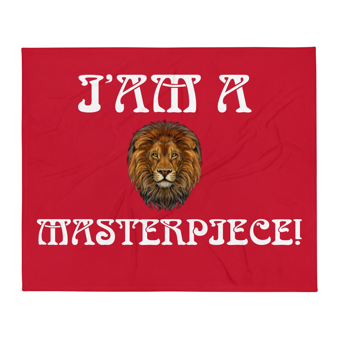 “I’AM A MASTERPIECE!"Red Throw Blanket W/White Font