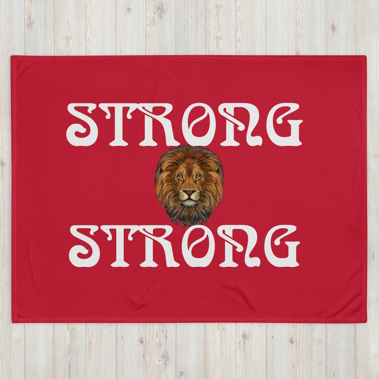 "STRONG"Red Throw Blanket W/White Font