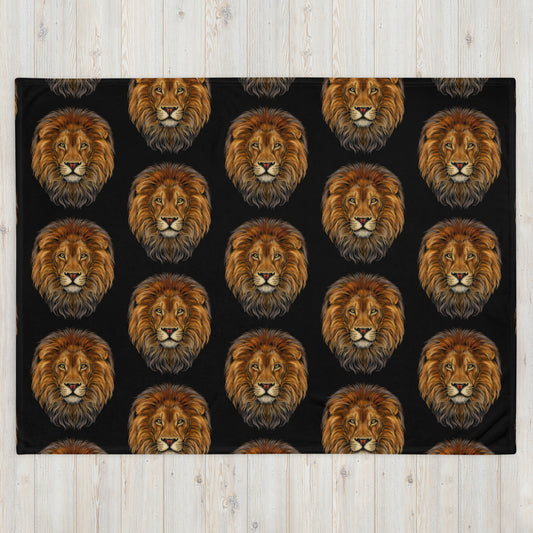 Black LION Pattern Throw Blanket