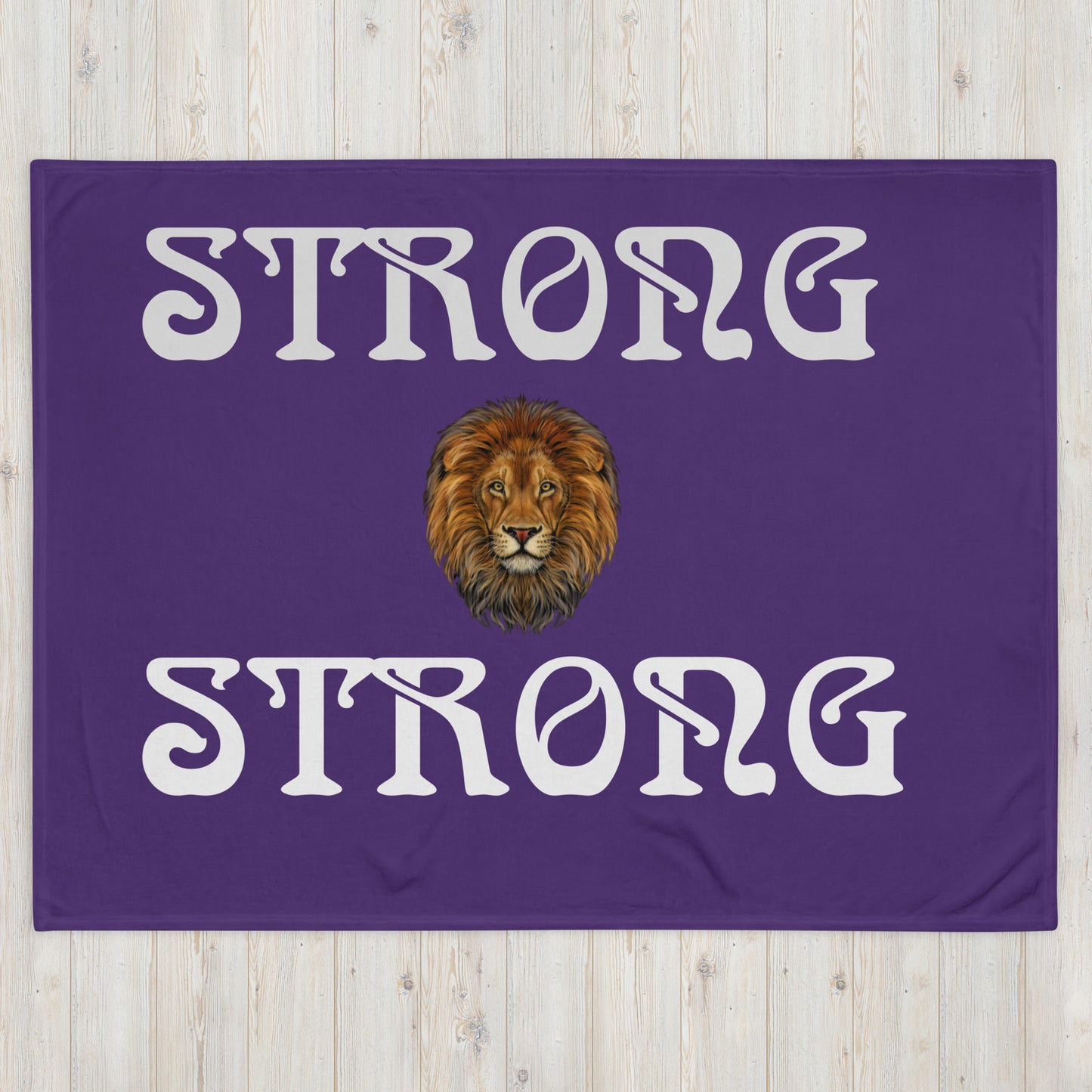 "STRONG"Purple Throw Blanket W/White Font