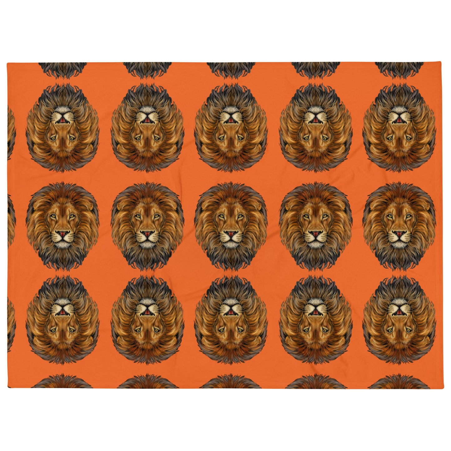 "LION"Orange Pattern Throw Blanket