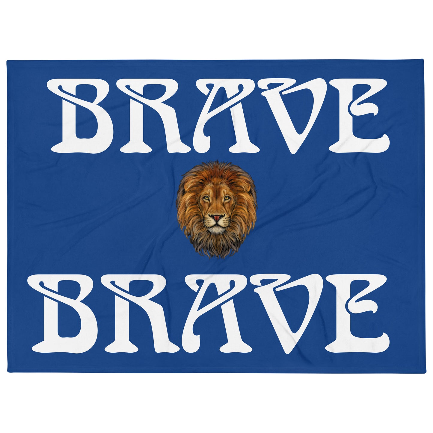 “BRAVE”Navy BlueThrow Blanket W/White Font