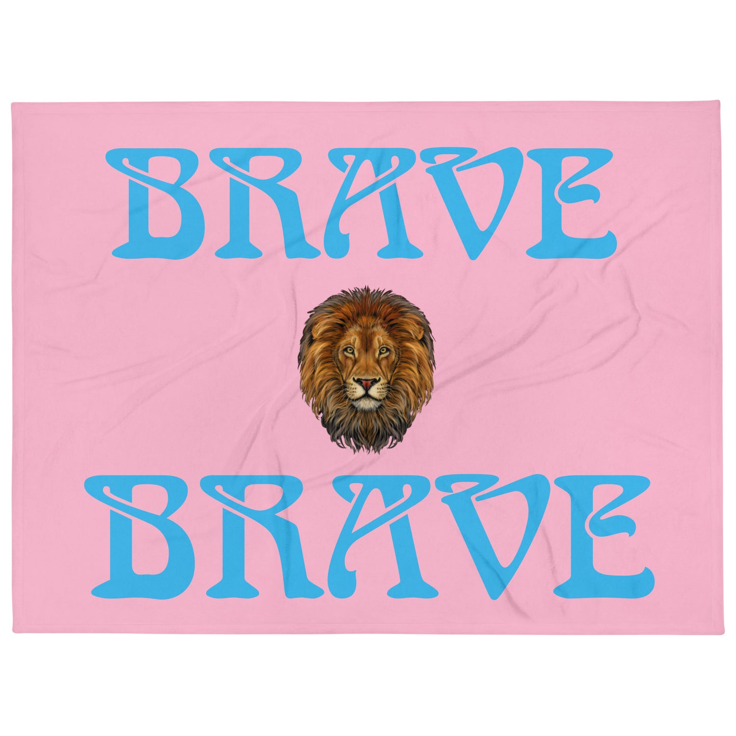 “BRAVE”Cotton Candy Throw Blanket W/SkyBlue Font