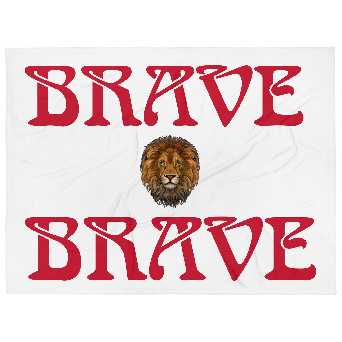 “BRAVE” White Throw Blanket W/Red Font
