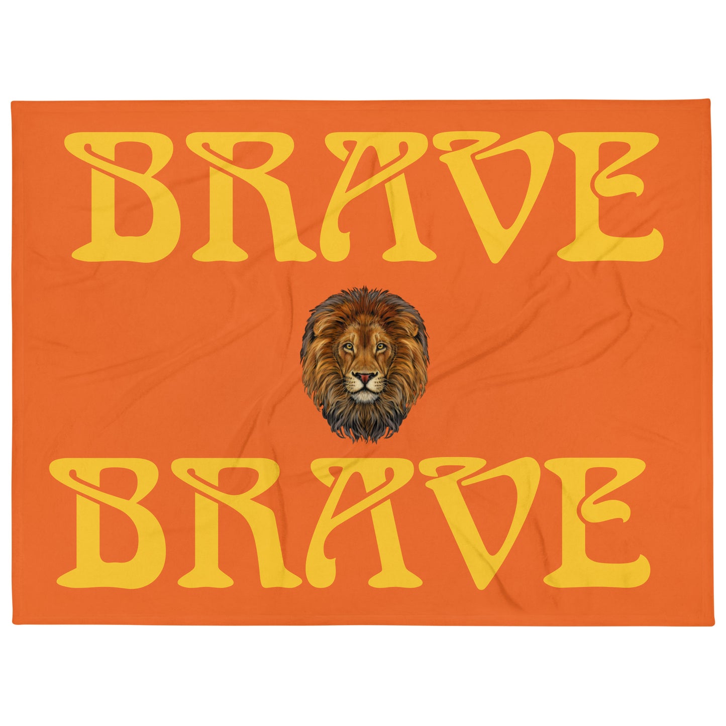 “BRAVE”Orange Throw Blanket W/Yellow Font